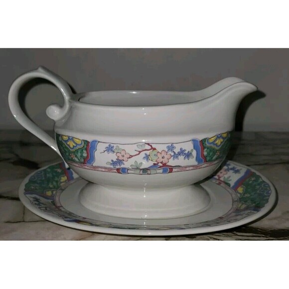 Mikasa Provincial China CV900‎ Villa Medici Gravy Boat & Matching Plate Vintage - Picture 6 of 10